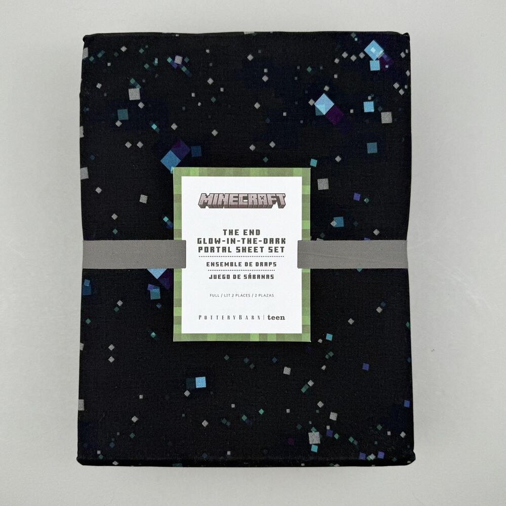 Pottery Barn Teen Minecraft FULL Sheet Set Glow In The Dark Portal Bedding NWT